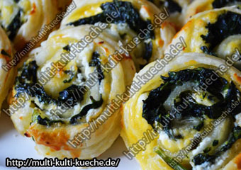 Blätterteig Spinat Schnecken