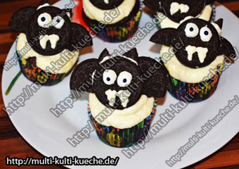 Rezept für Halloween - Fledermaus Muffins