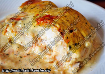 Kabeljaufilet in Sahne Senfsauce