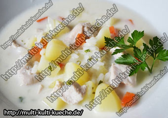 Käsesuppe mit Reis