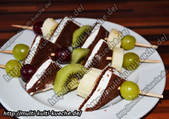 Milchschnitten Frucht Spieße