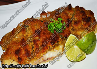 Rotbarschfilet mit Petersilien Zwiebackkruste