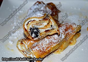 Überbackene Pfannkuchen mit Quark Füllung