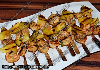 Garnelen Ananas Spieße