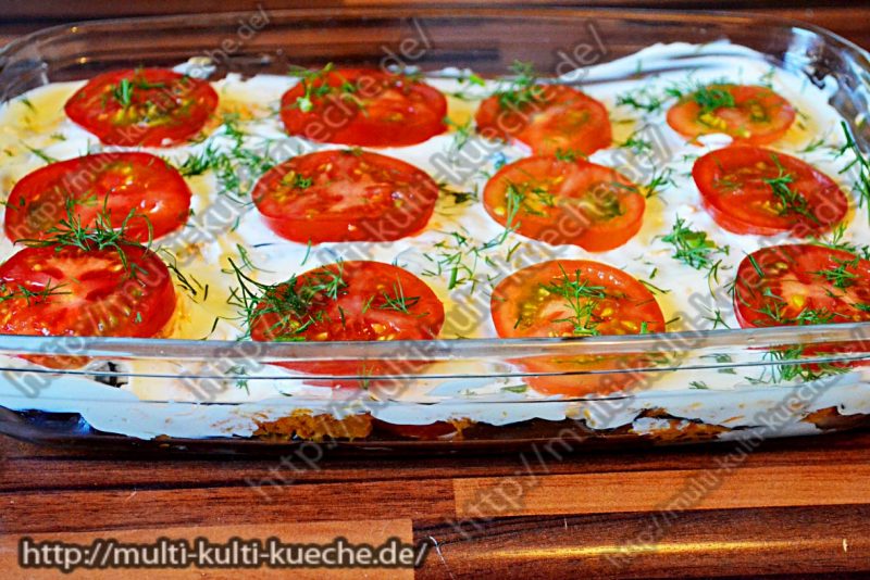 Auberginen Salat mit Knoblauch und Mayonnaise